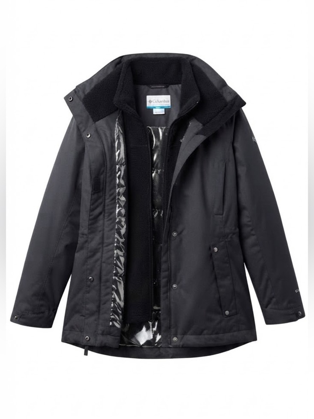 Columbia Black Omni-Heat Insulated Winter Parka Jacket Women’s Large Hooded